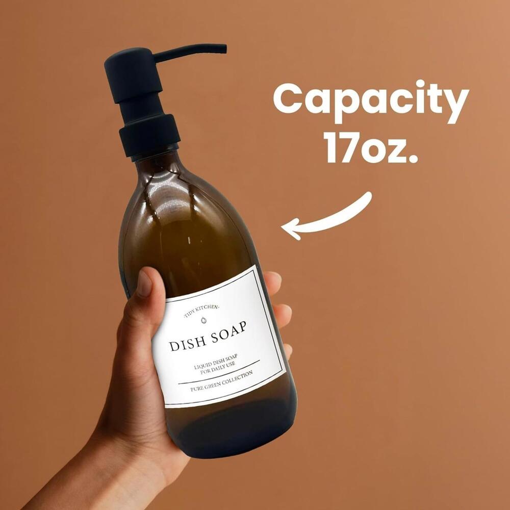 Brown Glass Dish Soap Dispenser - Picture 4 of 8